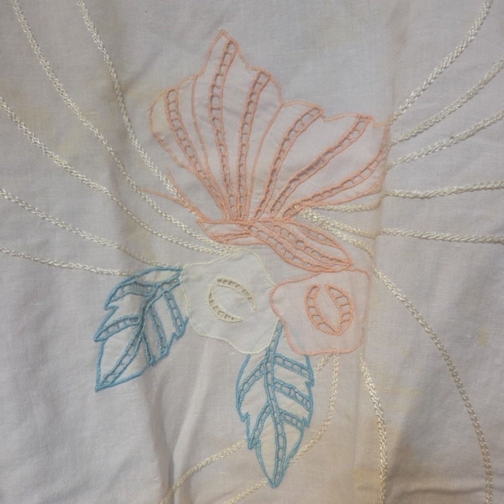Koret Vintage Pastel Embroidered‎ Butterfly Floral Ramie Top, Woman's Small - Picture 7 of 8